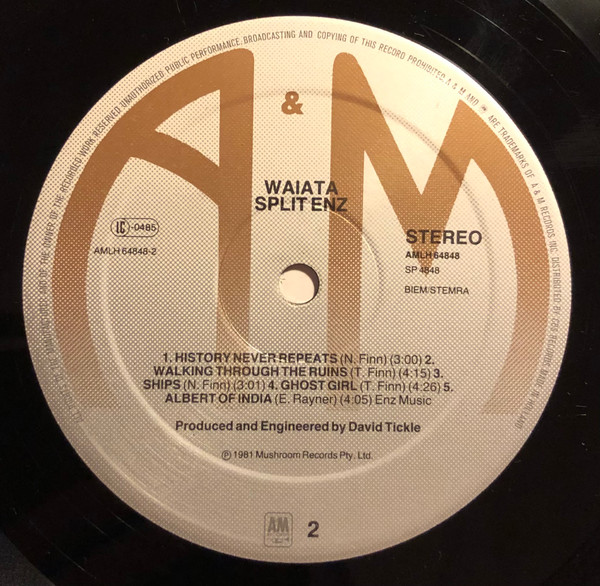 Split Enz - Waiata | A&M Records (AMLH 64848) - 2