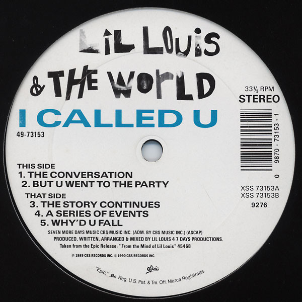 Lil' Louis & The World - I Called U | Epic (49-73153) - main