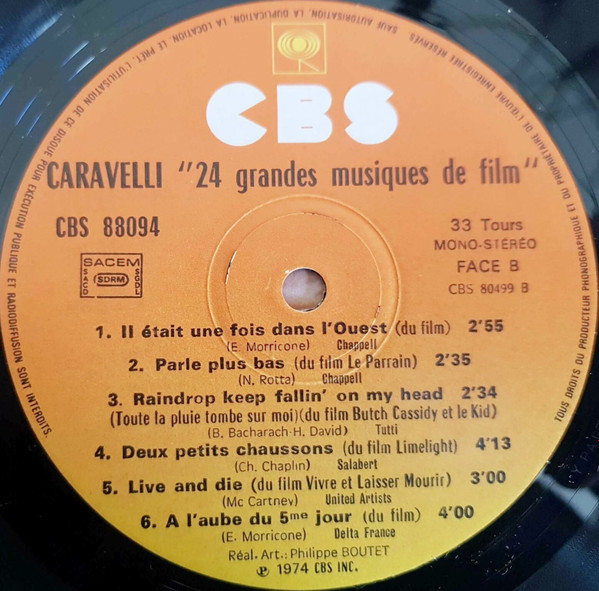 Caravelli - 24 Grandes Musiques De Films | CBS (CBS 88094) - 4