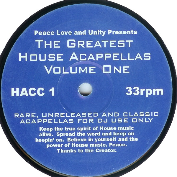 Various - The Greatest House Acappellas Volume One | Not On Label (HACC 1)