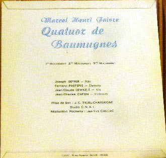 Marcel Henri Faivre - Quatuor De Baumugnes - Quatuor De Baumugnes | C.N.A.I. (20228) - 2 Marcel Henri Faivre - Quatuor De Baumugnes - Quatuor De Baumugnes | C.N.A.I. (20228) - 2