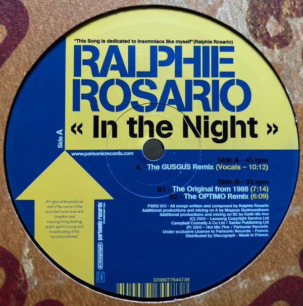 Ralphi Rosario - In The Night | Square Roots (PSRQ 003) - 2