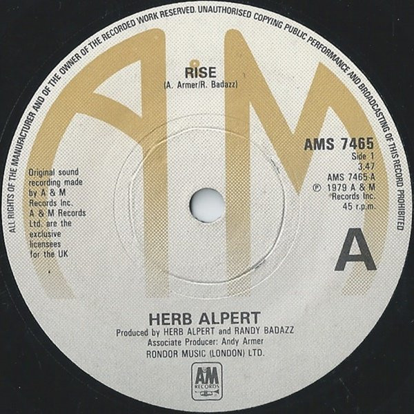 Herb Alpert - Rise | A&M Records (AMS 7465)