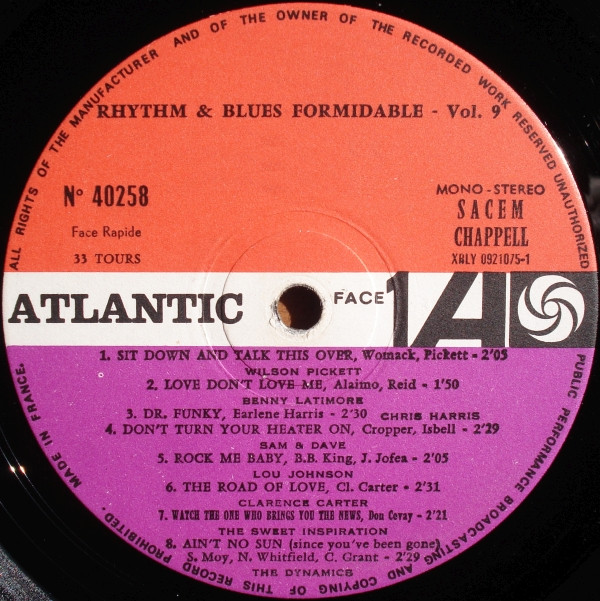 Various - Rhythm And Blues Formidable (Vol. 9) | Atlantic (40258) Various - Rhythm And Blues Formidable (Vol. 9) | Atlantic (40258)
