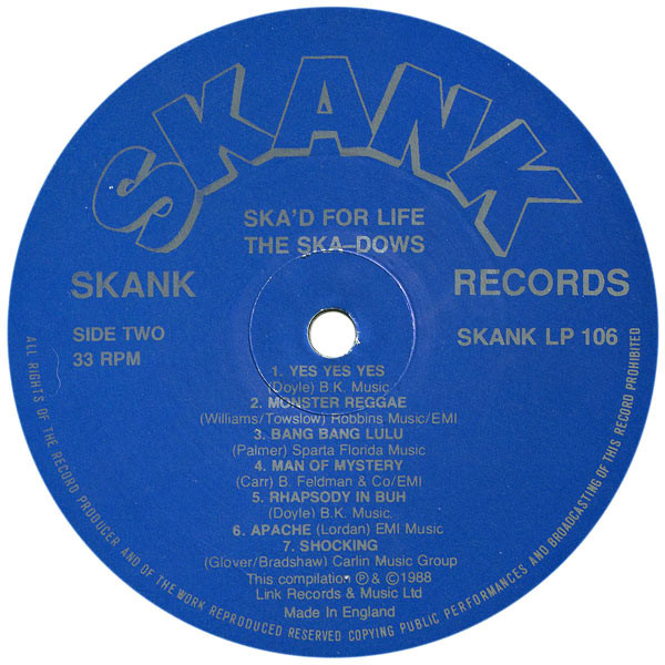 The Ska-Dows - Ska'd For Life | Skank Records (SKANK LP 106) - 4