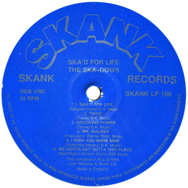 The Ska-Dows - Ska'd For Life | Skank Records (SKANK LP 106) - 3