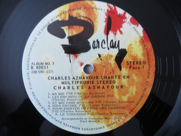 Charles Aznavour - Chante En Multiphonie Stéréo 3 | Barclay (B 80031) - 3