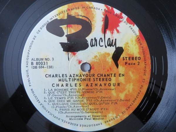 Charles Aznavour - Chante En Multiphonie Stéréo 3 | Barclay (B 80031) - 4