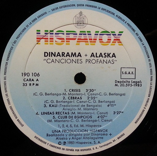 Alaska Y Dinarama - Canciones Profanas | Hispavox (190 106) - 3