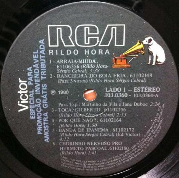 Rildo Hora ...E Sérgio Cabral - Rildo Hora...E Sérgio Cabral | RCA Victor (LP 103.0360) - 2
