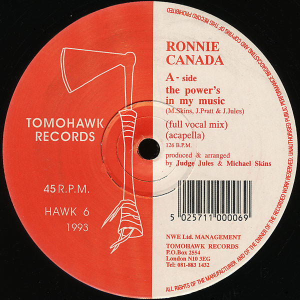 Ronnie Canada - The Power's In My Music | Tomohawk Records (HAWK 6)