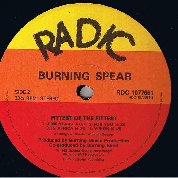 Burning Spear - The Fittest Of The Fittest | Radic (RDC 1077681) - 4