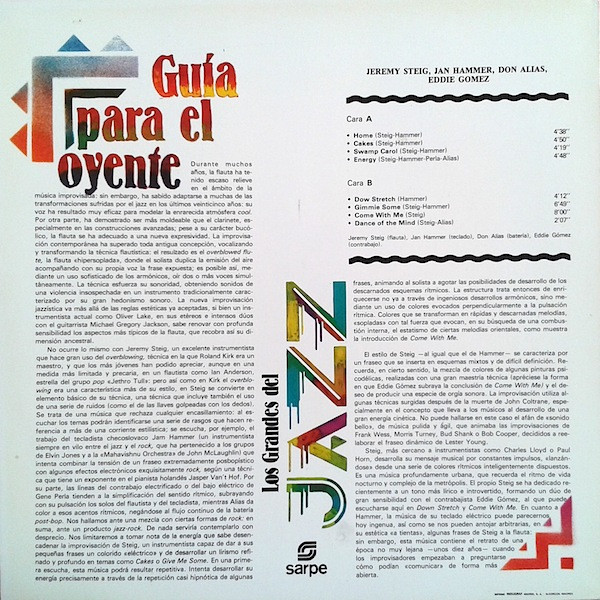 Jeremy Steig / Jan Hammer / Don Alias / Eddie Gomez - Los Grandes Del Jazz 15 | Sarpe (GJ-15) - 2 Jeremy Steig / Jan Hammer / Don Alias / Eddie Gomez - Los Grandes Del Jazz 15 | Sarpe (GJ-15) - 2