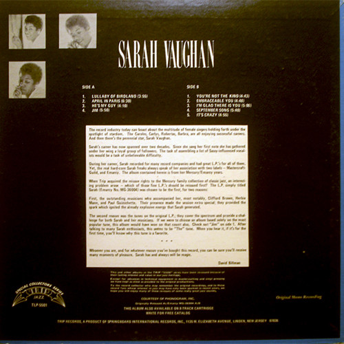 Sarah Vaughan - Sarah Vaughan | Trip (TLP-5501) - 2