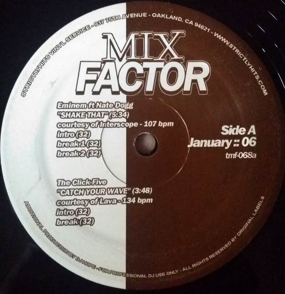 Various - Mix Factor (January :: 06) | Strictly Hits Vinyl Service (TMF-068)