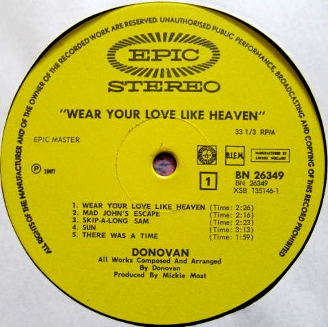 Donovan - Wear Your Love Like Heaven | Epic (BN S-26349) - 3