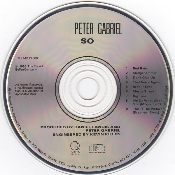 Peter Gabriel - So | Geffen Records (GEFMD 24088) - 3