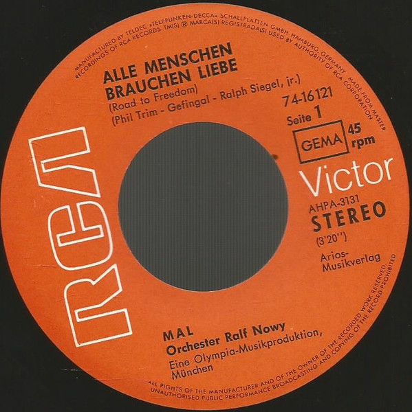 Mal - Alle Menschen Brauchen Liebe | RCA Victor (74-16 121) - 2