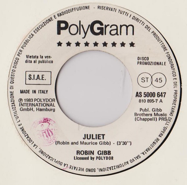 Robin Gibb / Bananarama - Juliet / Na Na Hey Hey Kiss Him Goodbye | PolyGram (AS 5000 647) - main Robin Gibb / Bananarama - Juliet / Na Na Hey Hey Kiss Him Goodbye | PolyGram (AS 5000 647) - main