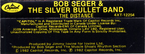 Bob Seger And The Silver Bullet Band - The Distance [Cassette] | Capitol Records (4XT-12254) - 2