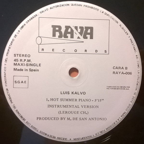 Luis Kalvo - Perfidia / Hot Summer Piano | Raya Records (RAYA-006) - 4