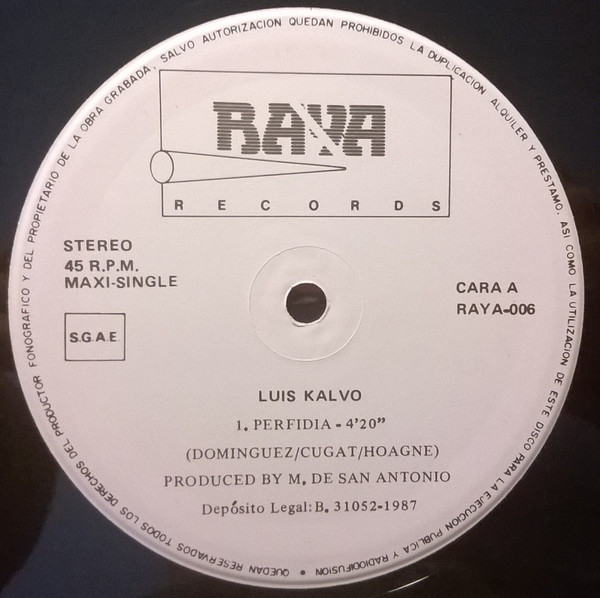 Luis Kalvo - Perfidia / Hot Summer Piano | Raya Records (RAYA-006) - 3