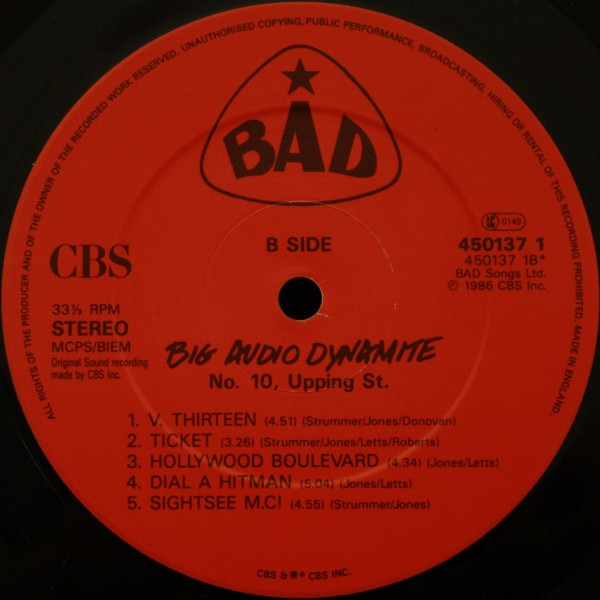 Big Audio Dynamite - No. 10, Upping St. | CBS (CBS 450137 1) - 4 Big Audio Dynamite - No. 10, Upping St. | CBS (CBS 450137 1) - 4