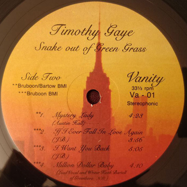 Timothy Gaye - Snake Out Of Green Grass | Vanity Records (VA-01) - 3
