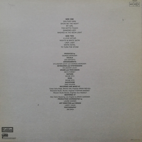 Giorgio Moroder & Joe Esposito - Solitary Man | Cotillion (733.201) - 2