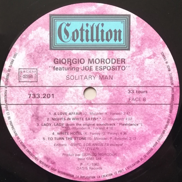 Giorgio Moroder & Joe Esposito - Solitary Man | Cotillion (733.201) - 4
