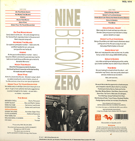 Nine Below Zero - On The Road Again | China Records (WOL 1014) - 2