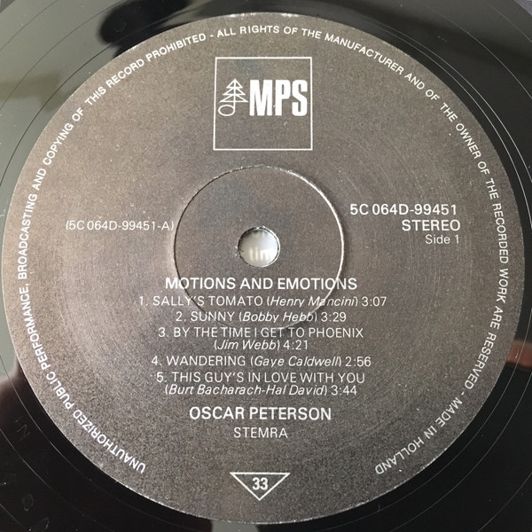 Oscar Peterson - Motions & Emotions | MPS Records (5C 064D-99451) - 3