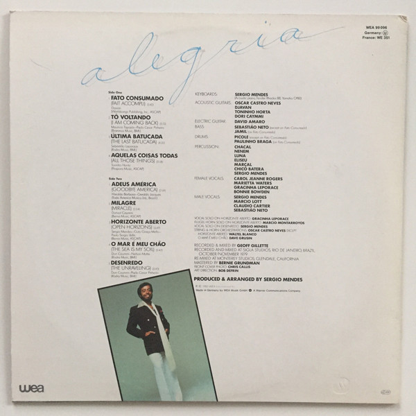 Sérgio Mendes - Alegria | WEA (WEA 99 096) - 2