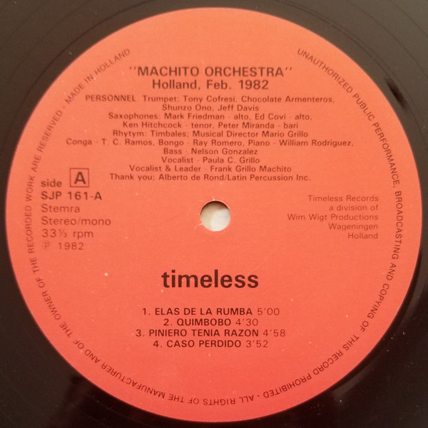 Machito And His Salsa Big Band - Machito And His Salsa Big Band 1982 | Timeless (SJP 161) - 3
