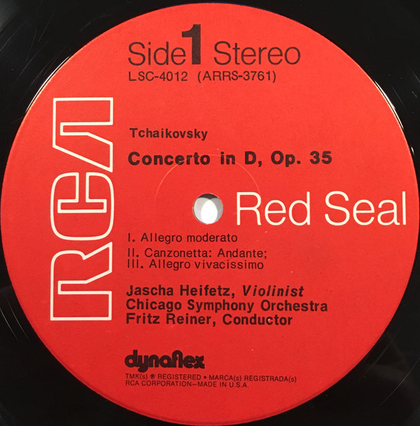 Jascha Heifetz - Pyotr Ilyich Tchaikovsky / Felix Mendelssohn-Bartholdy - Fritz Reiner / Chicago Symphony Orchestra , Charles Munch / Boston Symphony Orchestra - Tchaikovsky Concerto / Mendelssohn Concerto (Matchless Performances Of Two Favorite Romantic Masterpieces) [Vinyl] | RCA Red Seal (LSC-4012) - 2