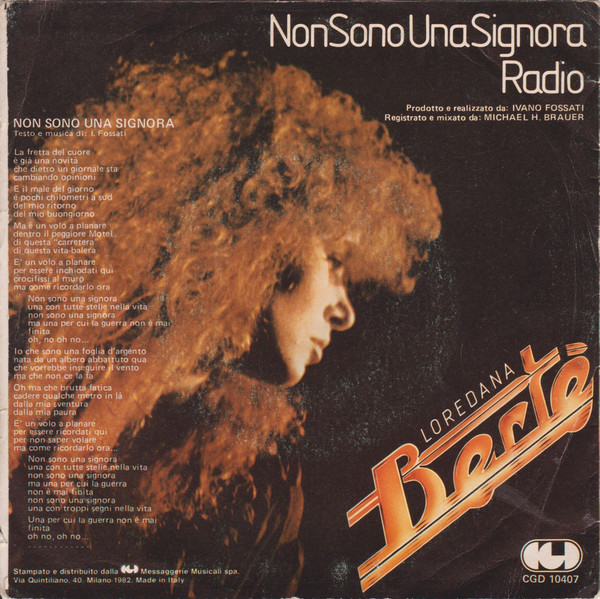 Loredana Bertè - Non Sono Una Signora | CGD (CGD 10407) - 2