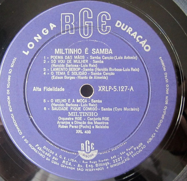 Miltinho - Miltinho É Samba | RGE (XRLP 5.127) - 3 Miltinho - Miltinho É Samba | RGE (XRLP 5.127) - 3