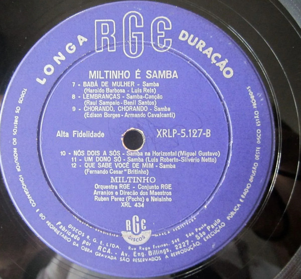 Miltinho - Miltinho É Samba | RGE (XRLP 5.127) - 4 Miltinho - Miltinho É Samba | RGE (XRLP 5.127) - 4
