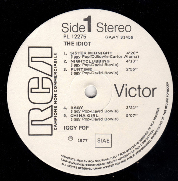 Iggy Pop - The Idiot | RCA Victor (PL 12275) - 3 Iggy Pop - The Idiot | RCA Victor (PL 12275) - 3