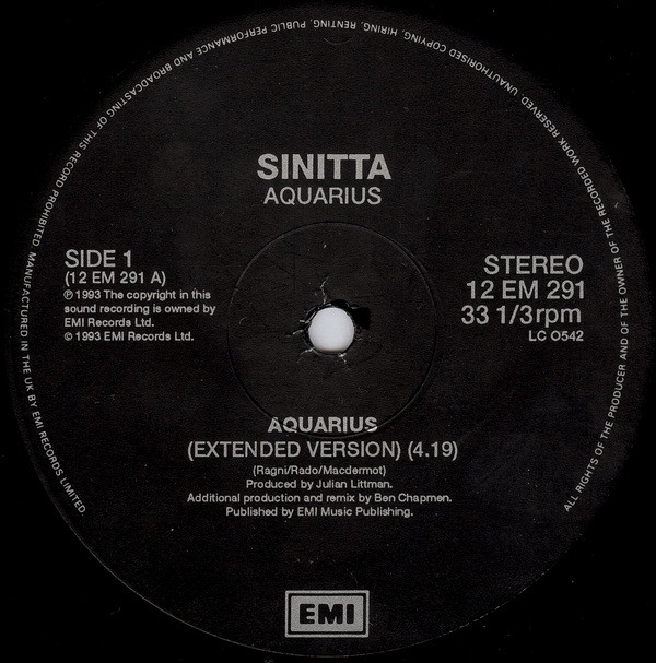 Sinitta - Aquarius | EMI (12 EM 291) - 3
