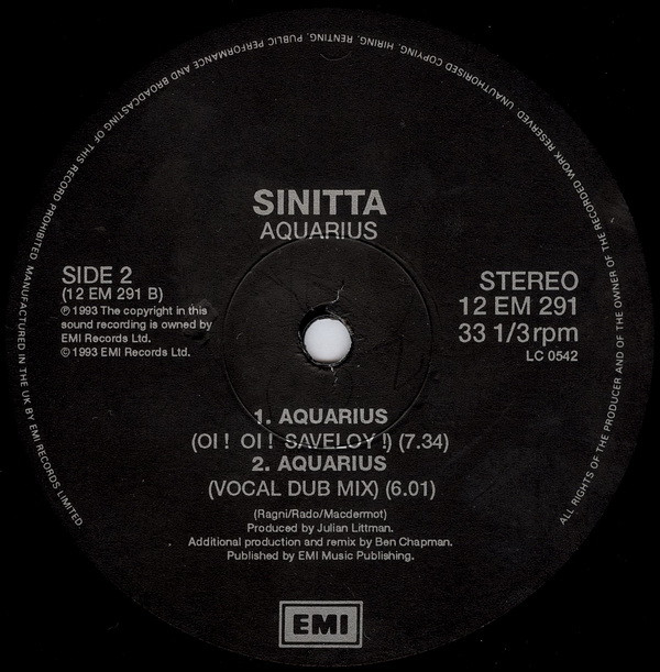 Sinitta - Aquarius | EMI (12 EM 291) - 4