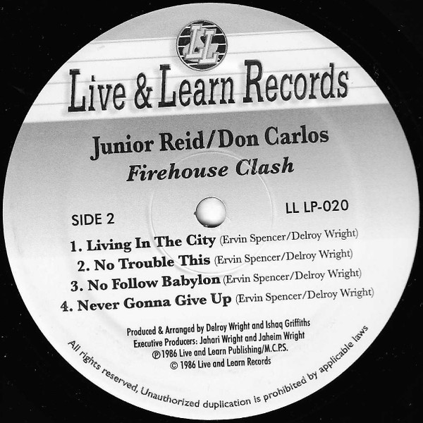 Junior Reid / Don Carlos - Firehouse Clash | Live & Learn Records (LL LP 020) - 4