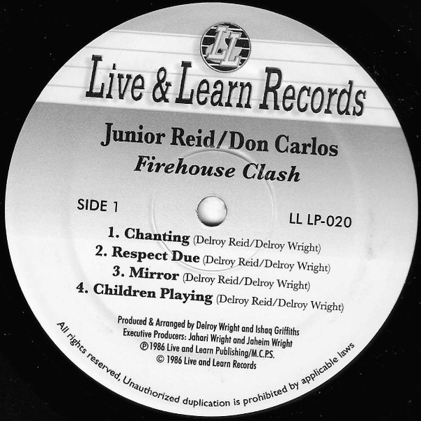 Junior Reid / Don Carlos - Firehouse Clash | Live & Learn Records (LL LP 020) - 3