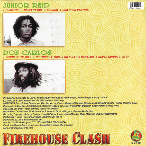 Junior Reid / Don Carlos - Firehouse Clash | Live & Learn Records (LL LP 020) - 2