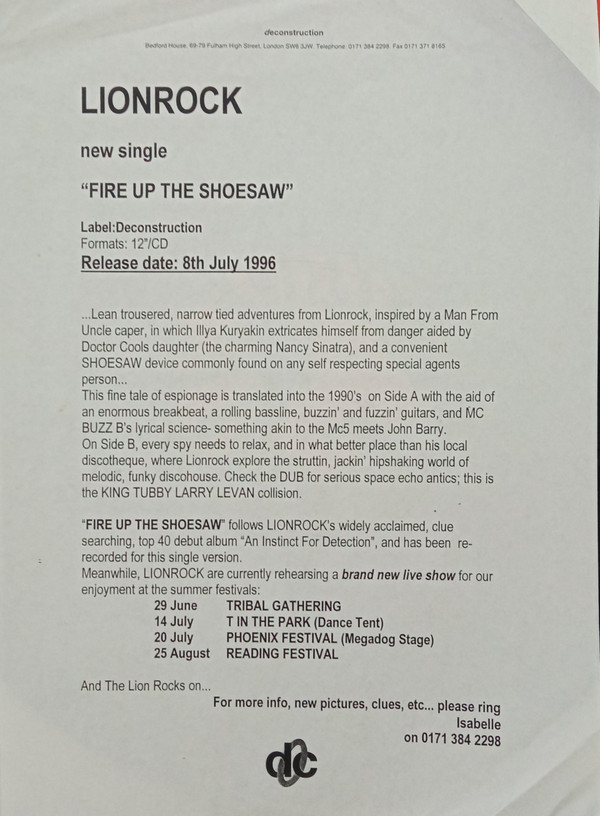 Lionrock - Fire Up The Shoesaw | Deconstruction (LR004) - 4