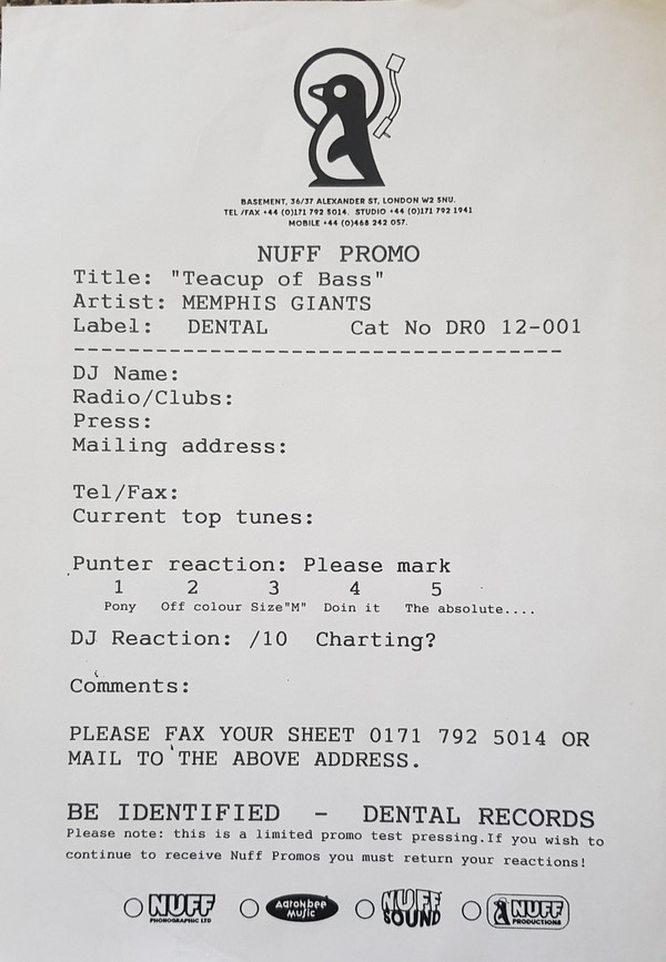 Memphis Giants - Teacup Of Bass | Dental Records (UK) (DR 12-001)