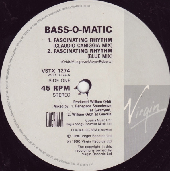 Bassomatic - Fascinating Rhythm (Renegade Remix) | Virgin (VSTX 1274) - 3