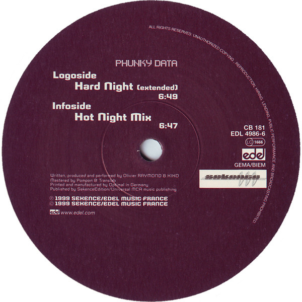 Phunky Data - Hard Night | Edel (EDL 4986-6) - 3