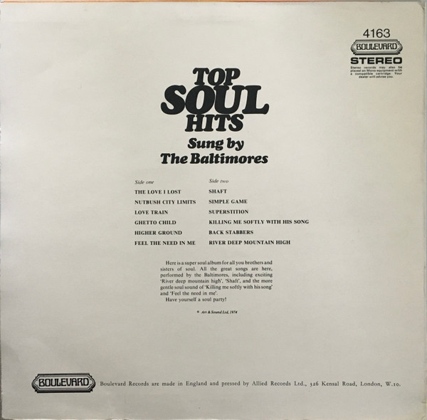 The Baltimores - Top Soul Hits | Boulevard (4163) - 2 The Baltimores - Top Soul Hits | Boulevard (4163) - 2