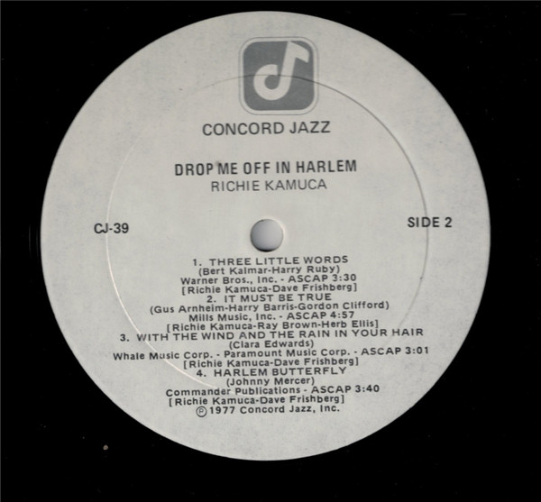 Richie Kamuca - Drop Me Off In Harlem | Concord Jazz (CJ-39) - 3 Richie Kamuca - Drop Me Off In Harlem | Concord Jazz (CJ-39) - 3